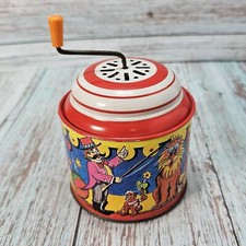 Vtg German Wind Up Colorful Tin Litho Music Circus Box Lorenz Bolz Zirndorf