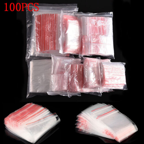 100pcs Clear Plastic Bag Grip Self Seal Resealable Mini  Packing Bags - Afbeelding 1 van 15