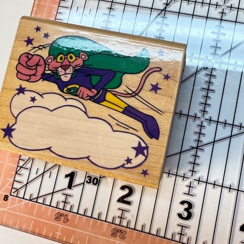 Pink Panther Superhero~Flying~RARE~HTF~Rubber Stamp~ 2.5"X 2"~Inkadinkado 4445 - Picture 3 of 8