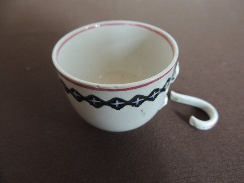 Antique Childs Cut Sponge ware Chain Link 24pc Tea Set Stafforfshire Pottery - Picture 24 of 24
