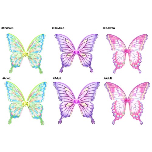 Unisex Elf Stage Colorful Children Wings Elastic Foldable Cute Roleplay Gift 3D - Afbeelding 1 van 28