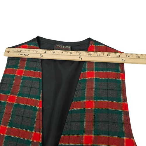 Tracy Evans Chaleco Plisado Pantalones Cortos Conjunto De Colección EE. UU. Talla 3 XS Rojo Cuadros Y2K Retro - Imagen 5 de 14