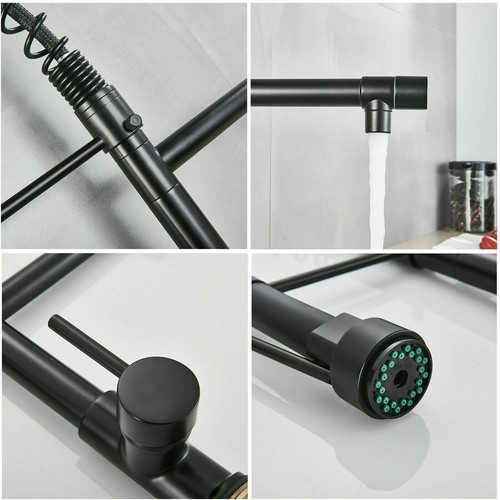 Kitchen Sink Spring Faucet With Pull Out Sprayer High Arc Swivel Spout Mixer Tap - Picture 33 of 55