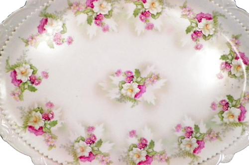 Porcelain Bureau Tray Kaiserin Maria Theresia Carlsbad Flowers M Z KB NY Antique - Picture 2 of 6