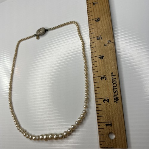 H7 Amerique Starburst Crystal Silver Faux Champagne Pearls Retro Necklace 18” - Picture 5 of 8