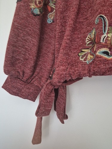Figueroa And Flower Embroidered Sleeve Top With Side Ties Womens Size XL - Picture 5 of 8