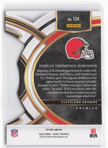 2023 Panini Select Dorian Thompson-Robinson RC #134 Red Yellow Prizms Die Cuts - Picture 2 of 2