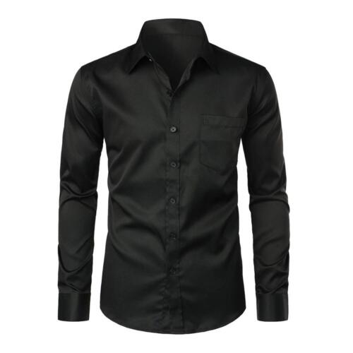 Men's Stylish Casual Business Slim Fit Long Sleeve Button Up Shirt with Pocket - Picture 12 of 14