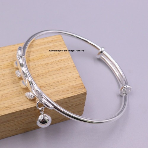 Brazalete ajustable de plata fina pura 999 de 2,36 pulgadas rama oliva - Imagen 3 de 7