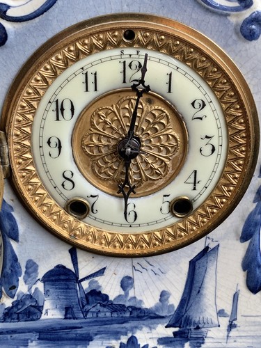 Antique Delft Mantel Clock ~ Waterbury Clock ~ France ~ 1891 - Picture 5 of 12