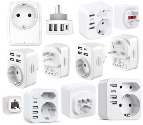 UK/US Reiseadapter England Stecker Typ G Stromadapter für Irland Dubai USB/TYP-C - Bild 2 von 32