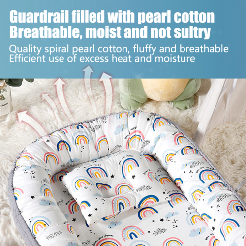 Baby Cot Pillows Portable Baby Bassinet Lounger Nest Crib Animal Pattern Pod Bed - Picture 9 of 15