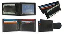 Leather Bifold Slim ID Card Holder Front Pocket Black Men's Money Clip Wallet NW