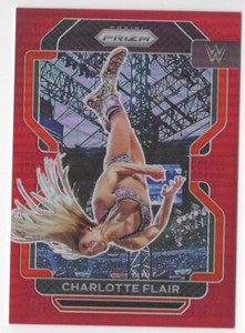 Charlotte Flair 2022 Panini Prizm WWE Red Prizm Parallel Card #180 /299