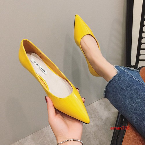 Womens Flats Patent Leather Slip on Pointed Toe Footwear Casual Shoes Plus Size - Picture 4 of 19