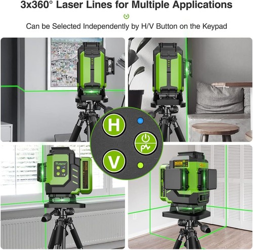 3D Kreuzlinienlaser Linienlaser Selbstnivellierend Huepar +Laserdetektor+Stativ - Bild 11 von 14