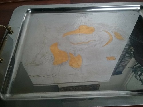 M.S.B Serving Tray - Stainless Steel with 24 carot gold - Picture 3 of 5