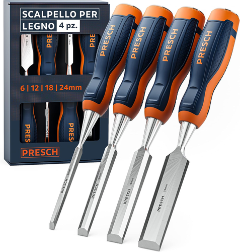 💚Set Di Scalpelli per Legno 4 Pz per Legno Professionale 6 Mm 12 Mm 18 Mm 24 Mm - Foto 12 di 12