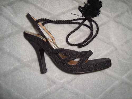 Zapatos para mujer Dolce & Gabbana D&G tacones con cordones en negro S 7,5 hechos en Italia - Imagen 6 de 10
