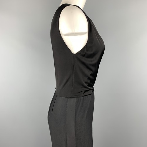 GIORGIO ARMANI Taglia 8 Top Nero Drappeggiato Tuta Tuxedo A Gamba Larga - Foto 5 di 8