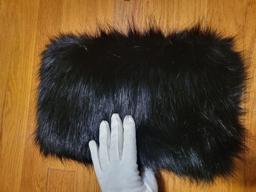 FADIVO NY Black Faux Fur Fun Bag w/Gold Chain Shoulder, Crossbody Bag - Picture 7 of 13