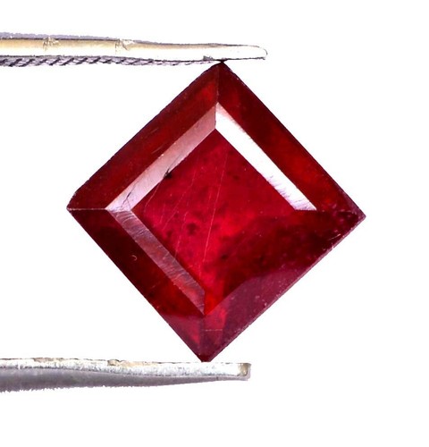 8 mm Natural Ruby Square Cut 3.82 CTS Faceted Reddish Shade Loose Gemstone GF - Picture 1 of 5