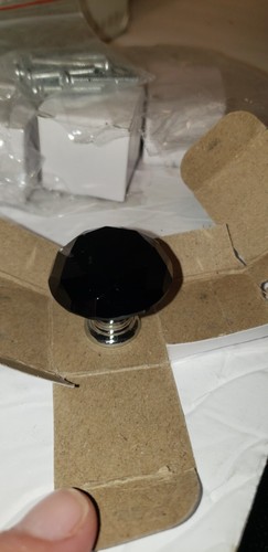 6 PCS BLACK CRYSTAL Acrylic GLASS CABINET PULLS HANDLES KNOB 30MM DIAMOND Shaped - Picture 1 of 10