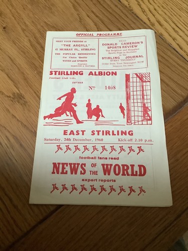 Stirling Albion V East Stirling Scottish League December 1960