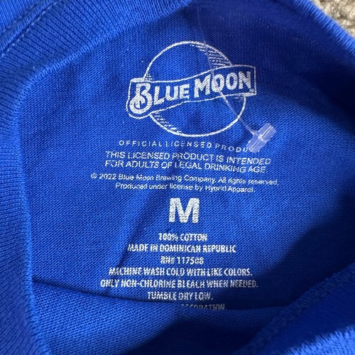 Blue Moon Shirt Mens Medium Blue White Belgian White Short Sleeve Beer - Picture 3 of 10