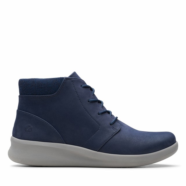 clarks navy blue ankle boots