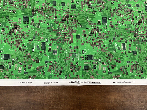 Robert Kaufman Fabric Circuit Board Green Science Fair Cotton 22x44 Remnant - Picture 5 of 7