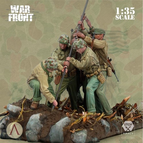 Escala 75 Iwo Jima Mt Suribachi 6 Figuras + Kit de Resina Sin Pintar Base Segunda Guerra Mundial 1/35 - Imagen 5 de 7