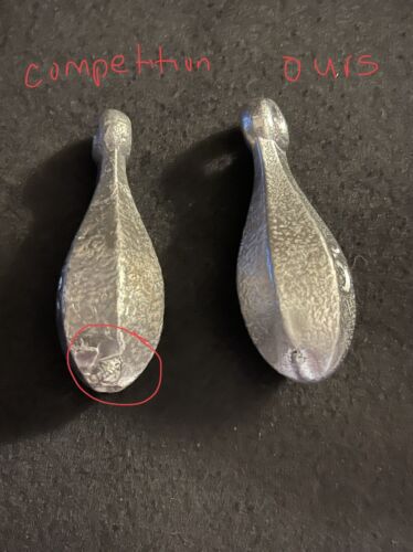 60 3 Unzen Bank Sinker handgefertigt mit hochwertigem Blei Angelgewichte USA - Bild 2 von 2