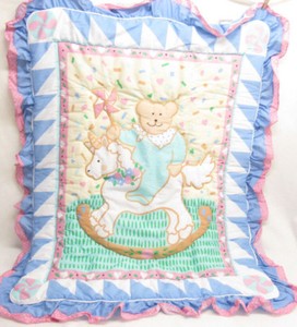 Vtg Sears Baby Crib Quilted Comforter Blanket Bear Unicorn Ebay