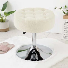 Silla Para Tocador Vanity De Sherpa Blanco Maquillaje Moderna Taburete En Oferta
