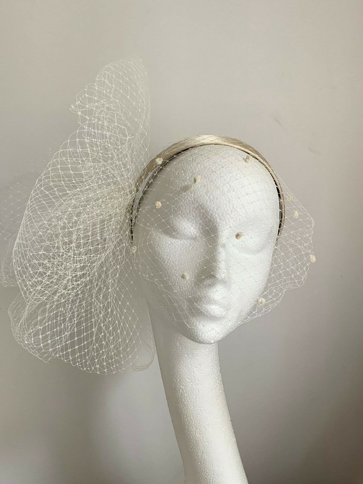 cream white bridal bride headpiece wedding hairpiece hat fascinator vintage styl Bardzo popularna, limitowana wyprzedaż