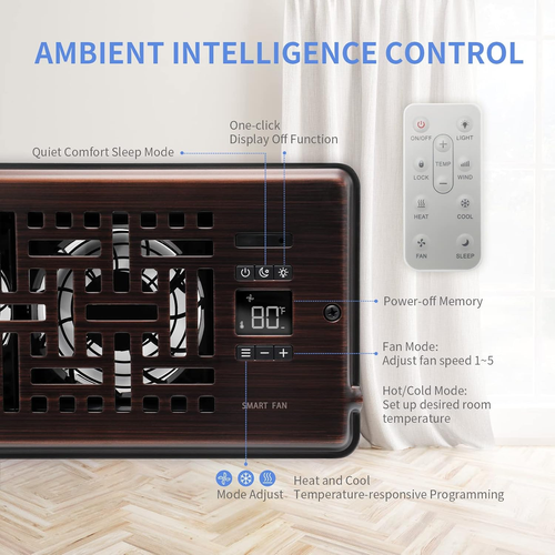 Super Quiet Register Booster Fan 4" X 10" - Intelligent Thermostat Control Vent - Picture 3 of 7