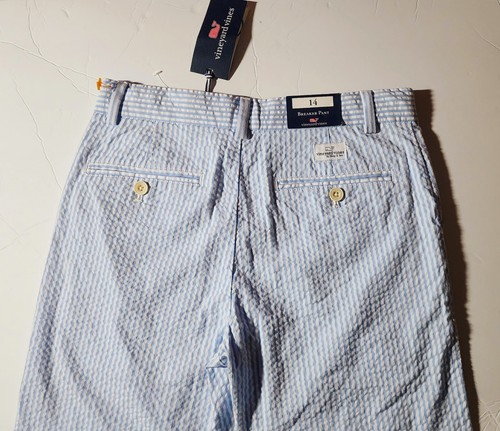 Vineyard Vines Seersucker Breaker Pants Ocean Breeze Boys Size 14 Striped Blue - Picture 2 of 5