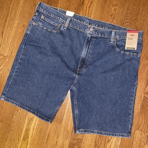 Levi’s 412 schmale Herrenshorts 42 x 9 Stretch blau Schläge über dem Knie Baumwollmischung