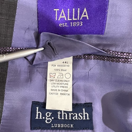 Tallia Blazer Mens 44L Long Wool Suit Jacket Heathered Gray Slim Fit - Picture 9 of 11