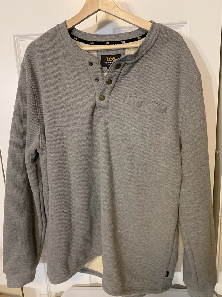 Рубашка Lee Premium Select Regular Fit серая шерпа с подкладкой Thermal Henley мужская размер XL - Изображение 3 из 4