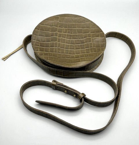 Madewell Crossbody Bag Purse Croc Embossed Olive Adjustable Strap