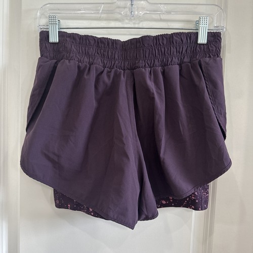 Athleta Hiit It 2 In 1 Printed Running Shorts In Warm Splatter Purple Size Small - Picture 3 of 6