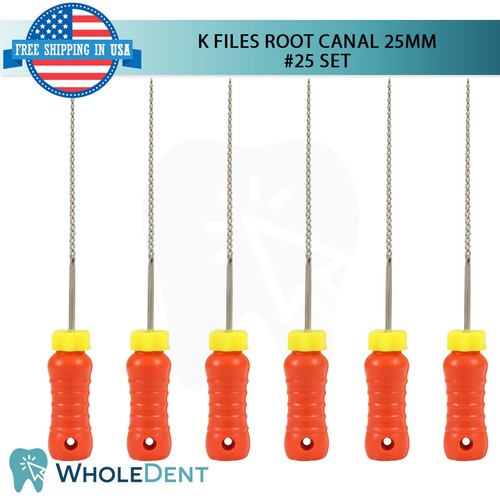 K Files Root Canal 25mm Hand Use Endodontic Dental Hedstrom 6pcs Pack Reamers - Picture 17 of 27