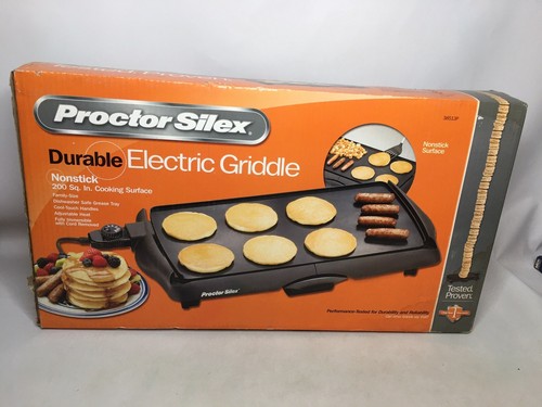 Proctor Silex 200 Sq. In. Durable Nonstick Electric Griddle, Black 38513P Grill