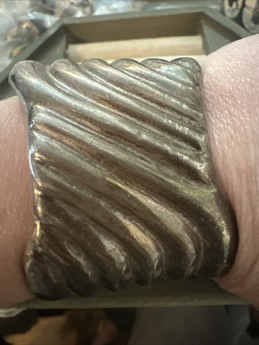 VINTAGE CHUNKY BOLD TC-121 MEXICO 925 STERLING SILVER CUFF MODERNIST BRACELET