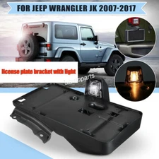 Rear License Plate Frame Mount Holder With Light For Jeep Wrangler JK 2007-2017