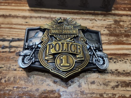 Harley Davidson Motorcycles POLICE 1 Belt Buckle 1993 On Patrol Since 1909 RARE - Picture 3 of 5