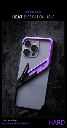 Aluminum Metal S Shape Frameless Hidden stand Case For iPhone 16 15 14 Pro Max - Zdjęcie 20 z 40