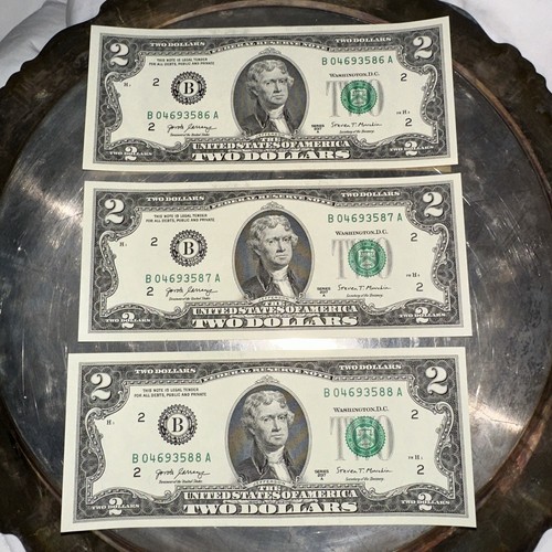 2017A $2 Dollar Bills B 04693586 A, B 04693587 A , B 04693588 A, H3 - Set Of 3 - Picture 4 of 19